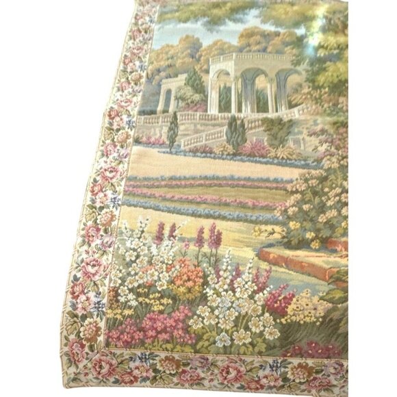NWT Vintage European Corona Decor Garden Wall Tapestry w/Hooks 33-1/2" x 43" - Picture 4 of 14